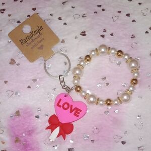 Pink and Gold Keychain Bracelet